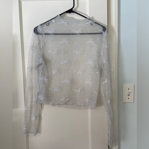 Aerie Sheer Lace Blouse - White